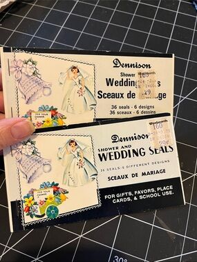 Dennison Vintage Wedding Shower Seals with Original Tags - incomplete